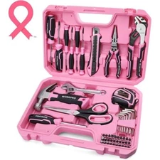 WORKPRO 52-Pieces Pink Tools Set Basic Tool Household Tool Kit w/Storage Toolbox