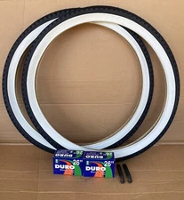 26" x 2.125 Beach Cruiser White Wall Tire and Tubes SET Diamond Thread DURO