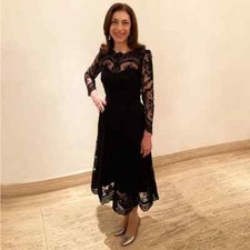 Black Lace Mother Of The Bride Dresses A Line Evening Gowns Wedding Guest Dress