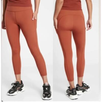 Athleta Ulimate Capri Stash Pocket 7/8 Tights Oxford Rust Size XS
