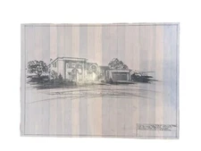 4 Architectural Hand Drawings Exterior Interior 31.5"x23" Arizona Estate Find D1