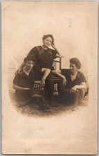 RPPC POSTCARD CIRCA 1930s THREE LADIES LOUNGING AROUND CASUAL GAY INTEREST