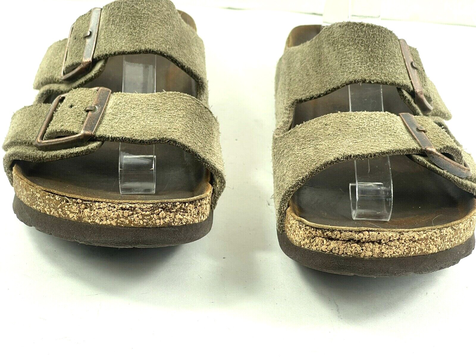 Birkenstock Arizona Women's Shoes Gray 39/ 8.5M Suede Leather Slides