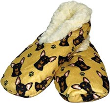 Chihuahua Black Dog Slippers Comfies Unisex Soft Lined Animal Print Booties