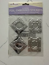 Miss Elizabeths 4 Silver Foil Embossed Stickers Multi Sizes Scrapbooking Cards