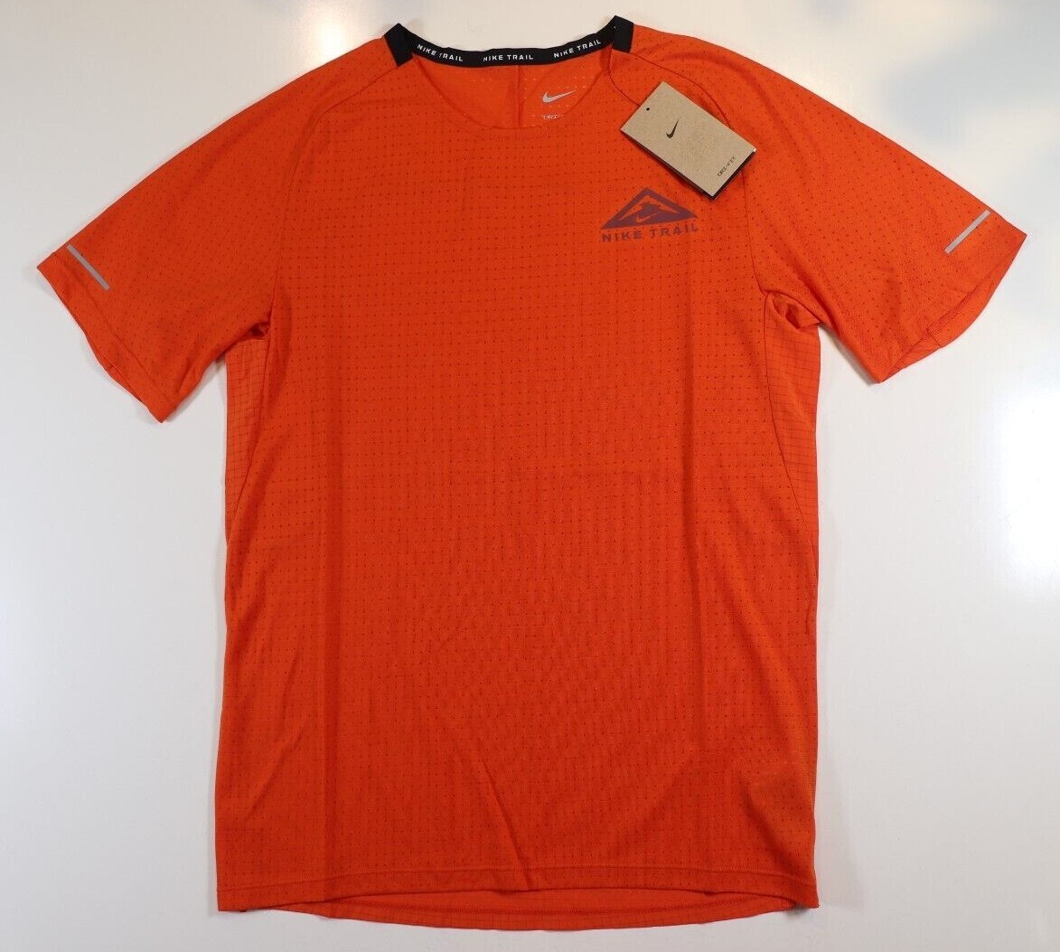 NIKE TRAIL RISE SOLAR CHASE DRI FIT RUNNING TOP CAMPFIRE ORANGE DV9305-893  MEN S