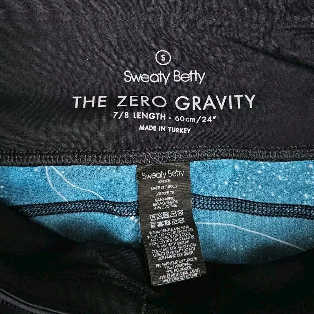 sweaty-betty zero gravity 7/8 length galaxy space leggings