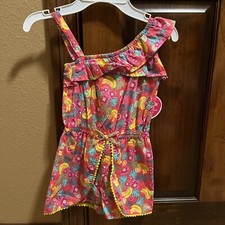 Nanette Kids One Shoulder Fruit Romper W/Skirt Ruffle Neck Girl's Size 6 NWT