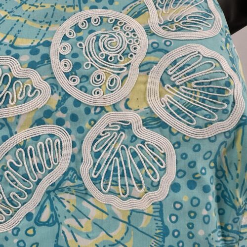 Lilly Pulitzer Shorely Blue Turquoise Embroidered Seashell Halter Top Size 4 - Picture 5 of 11