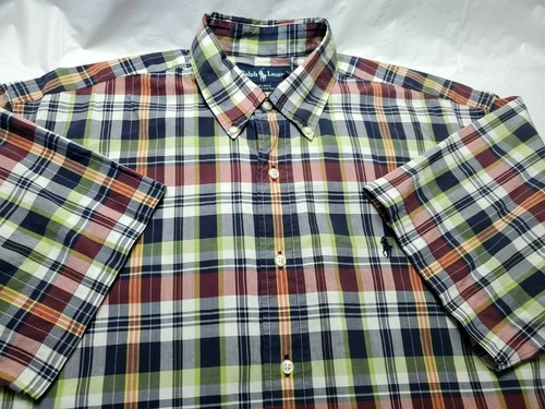 Camisa Ralph Lauren Blake Para Hombres Mediana Abotonada Manga Corta Cuadros Multicolor - Imagen 5 de 7