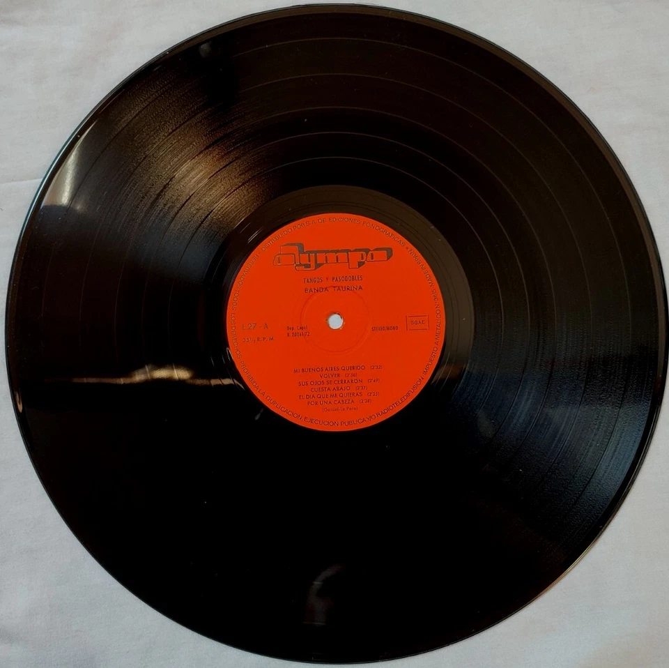 Banda Taurina/Rosario Pampa-Pasadobles Y Tangos Vinyl LP Album.1974 Olympo L 27. - Image 3 of 4