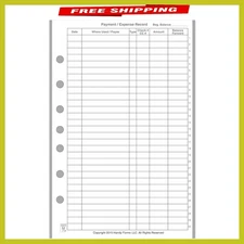 Elegant Payment/Expense Record & Check Register for 7-Ring Notebooks - 50 Pages