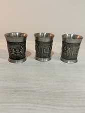 3 St&uuml;ck Schnapsbecher aus Zinn