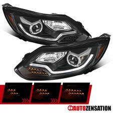 Black Fit 2012-2014 Ford Focus Projector Headlights Lamps Led Sequential Signal Black Fit 2012-2014 Ford Focus Projector Headlights Lamps Led Sequential Signal