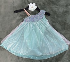 Girls light green Leotard Dress with Headpiece