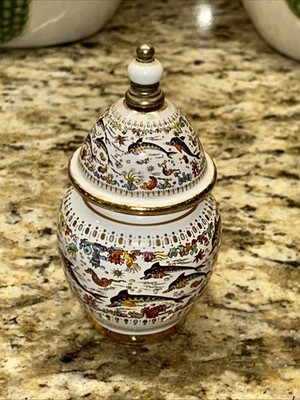 Vintage Pallini Attiki Venus Series Ceramic Scent Pot Cream Gold Accents Greece