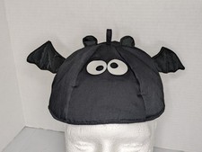 Vintage Hat 1985 Hallmark Halloweenie Beanies Black Bat w Google Eyes Halloween