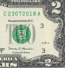 July 23rd 2018 Birthday Note in the Serial Number $2 Dollar Bill C23072018A