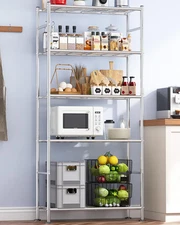 Storage Shelves - 5 Tier Shelf Organizer, Heavy Duty Garage Shelving Unit with L