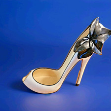 GLAZED CERAMIC High Heel WINE BOTTLE CADDY Bl...