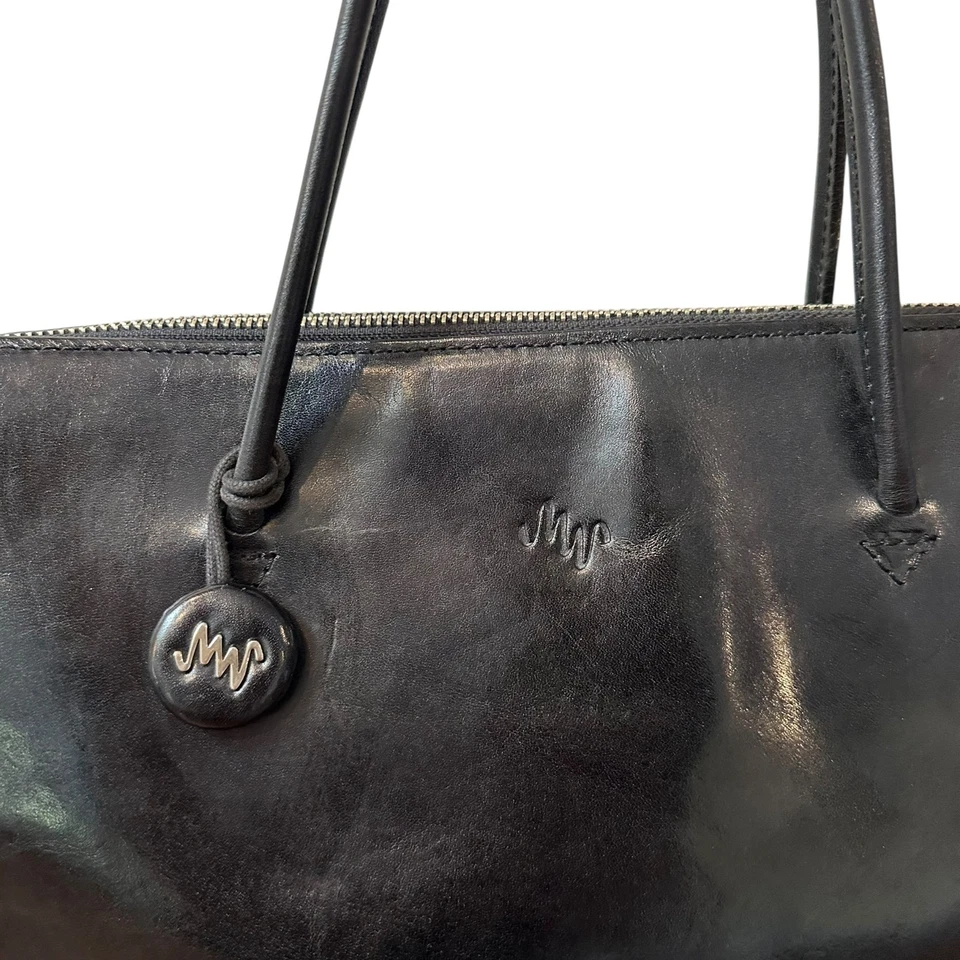 Bolsa satchel de couro preta Monsac – Bolsa clássica vintage - Imagem 2 de 4