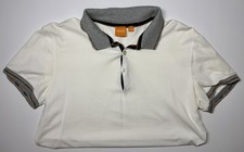 Hugo Boss Polo Shirt Mens S Large White Short Sleeve Contrast Collar Golf Casual
