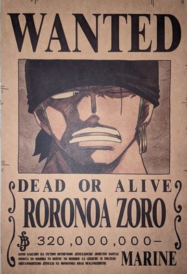 Wano Roronoa Zoro Wanted Poster DIN A3 Weihnachtsgeschenk Einteiler Neu auf Lager