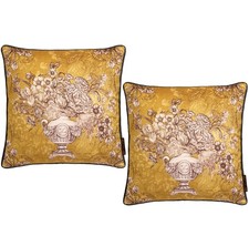 Image of Laurence Llewelyn-Bowen LLB Velvet Floral Scatter Filled Cushion 43x43 Ochre 2pc
