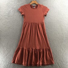 Old Navy Dress Womens Small Apple Cinnamon Short Sleeve Crew Neck Ruffle Hem