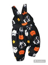 6-9M Baby Cute Halloween Theme Graphic Long Romper With Shoulder Straps