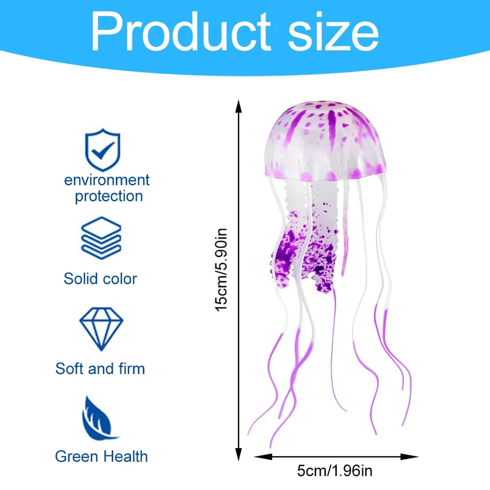 Aquarium Deko-Set 1 Stück glühende Qualle-Ornamente aus Silikon für realistische - Bild 2 von 4
