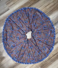 Vtg Homemade Square Dance Skirt  Multi Color Paisley  Blue Lace  Cottagecore