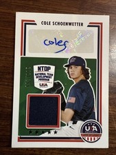 2022 USA Baseball Cole Schoenwetter Rookie Jersey Auto /399 RC  Blue Ink