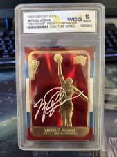 1998 Fleer 23kt Gold Michael Jordan 1986 Rookie Red Hot Holo Refractor Signature