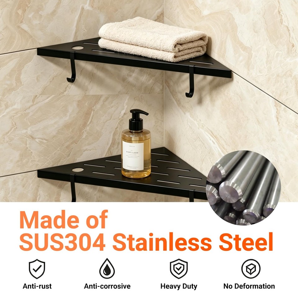 Inset Bookshelves Corner Shower Shelves, 10