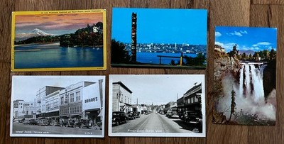 Lot Of 5 Vintage Post Cards Of Washington state