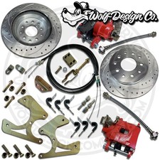 Oldsmobile 442 Cutlass Rear Disc Brake Conversion Kit Red E-brake Calipers