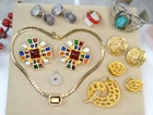 HIGH END VINTAGE JEWELRY LOT GIVENCHY DIOR TRIFARI GOLD BIG CROSS MOGUL CABS 80S
