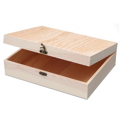 Unfinished Wooden Box Hinged Lid DIY Storage Jewelry Craft Box