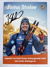 original sign. Autogrammkarte Biathlon Justus Strelow