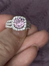 Pink And Cubic Zirconia Sterling Silver Ring  Size 8. Sell for 30  Gorgeous 