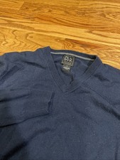 Jos A Bank Traveler Men's Merino Wool V Neck Sweater Navy Blue Size XL