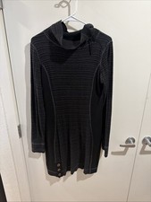 prAna Kelland Sweater Dress Medium Eggplant Stripe Wool Blend Mockneck Gorpcore