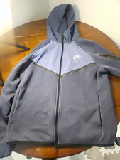 Nike Tech Men's Full Zip Hooded Fleece Hoodie Jacket Colorblock Blue Gray M