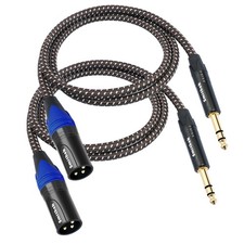 "2Pack 1/4" TRS to XLR Male Cable, 6.6ft Balanced Nylon Braided Cable"