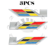 3x Chrome V Emblem Metal Badge Side Fender Lid Trunk Decal For Escalade Cts