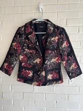 Trina Turk Womens Button Front Abstract Jacket Size 2 Button Close