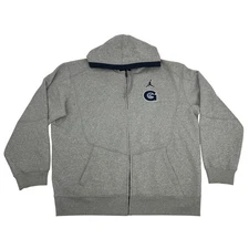 Georgetown Hoyas Basketball Zip Up Hoodie Jacket Mens XL Gray Jordan Jumpman NEW
