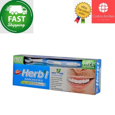 1 X Dabur Herbal Natural For Smokers Zahnpasta GRATIS Zahnbürste  SCHNELLER V...