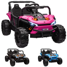 Qaba 12V Ride On Truck UTV Toy with 4-Wheel Suspension, Remote
